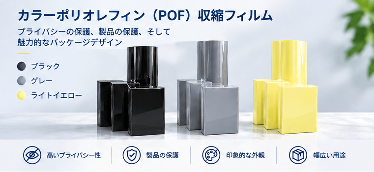 カラーポリオレフィン（POF）シュリンクフィルム｜ブラック・グレー・ライトイエロー